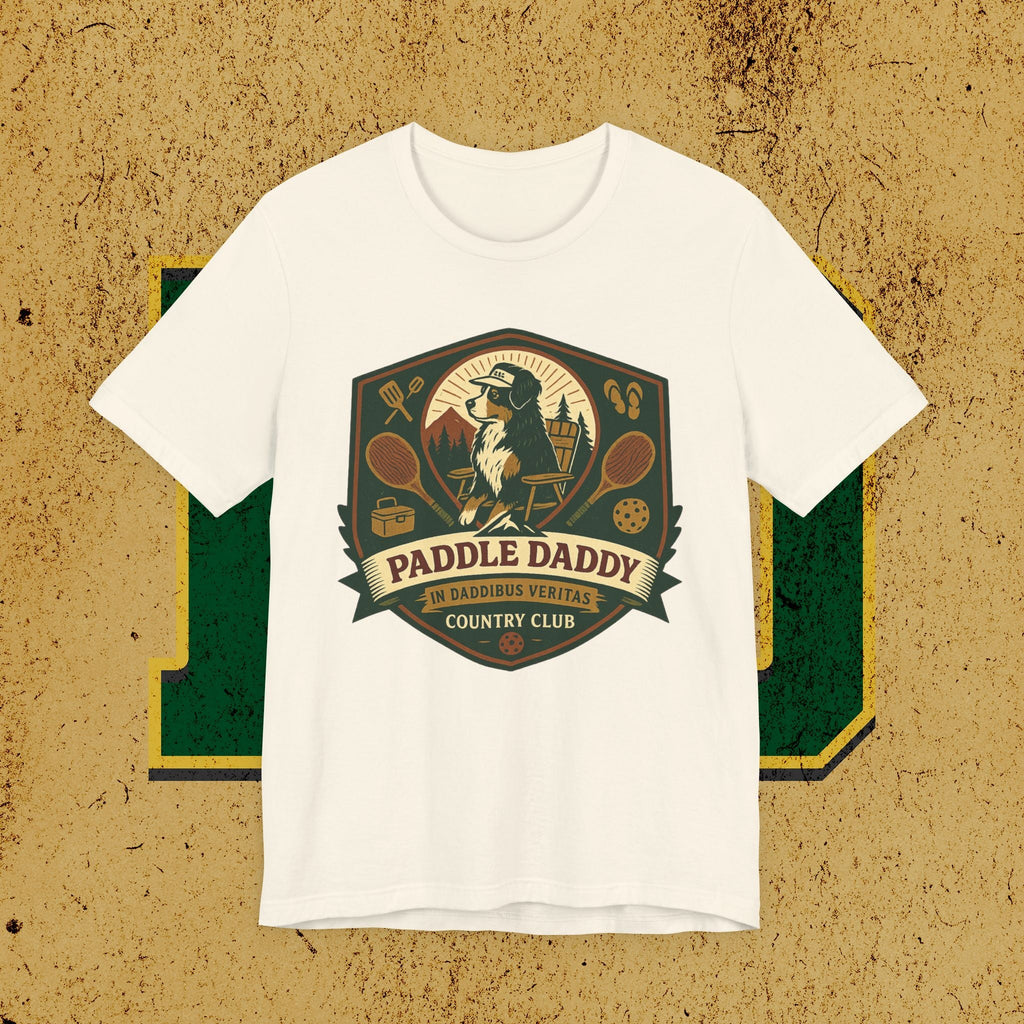 Paddle Daddy Country Club T-Shirt  Chloe Dog Graphic Tee, Funny Pickleball & Grill Shirt, In Daddibus Veritas Dadcore Apparel