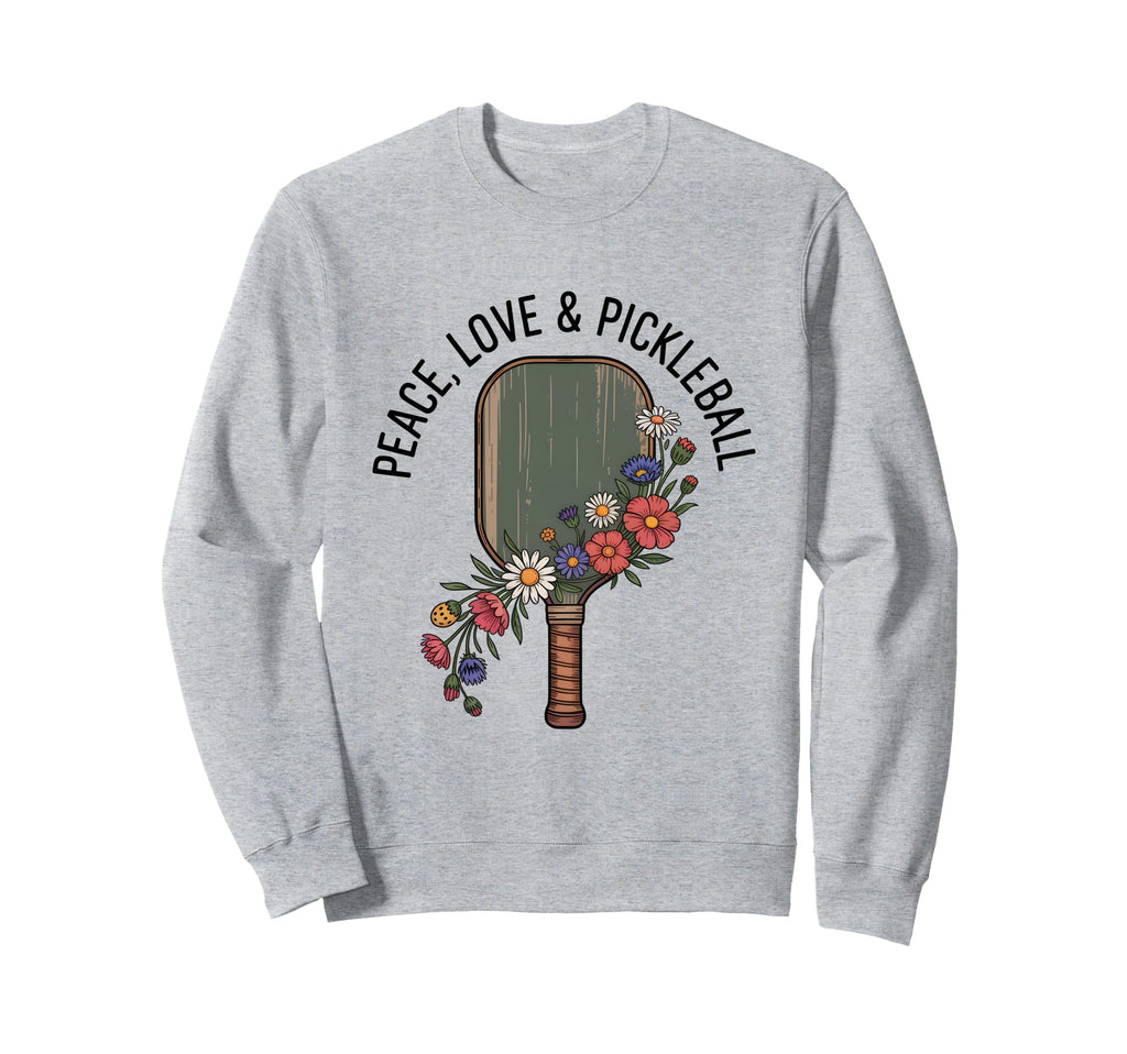 Peace Love Pickleball Boho Outfit Sweatshirt - Novelty Apparel for Adults