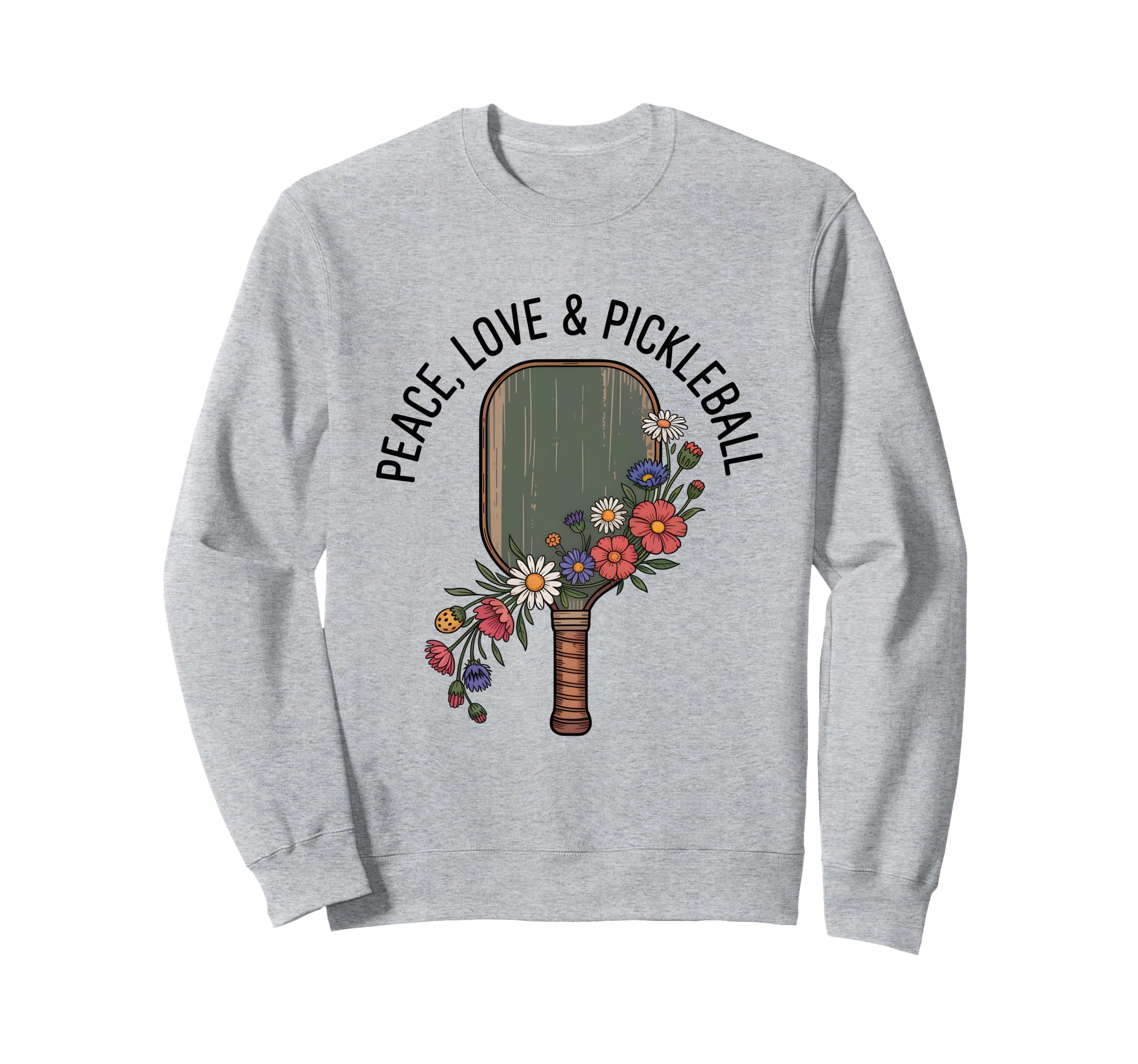 Peace Love Pickleball Boho Outfit Sweatshirt - Novelty Apparel for Adults