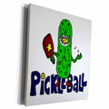 3dRose Funny Pickleball Pickle Monster eating Pickleball Ball - Museum Grade Canvas Wrap (cw_240611)