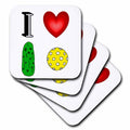 3dRose Funny I Love Pickleball Sports with Heart and Pickle and Ball - Coasters (cst-364588)