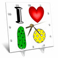 3dRose Funny I Love Pickleball Sports with Heart and Pickle and Ball - Desk Clocks (dc-364588)