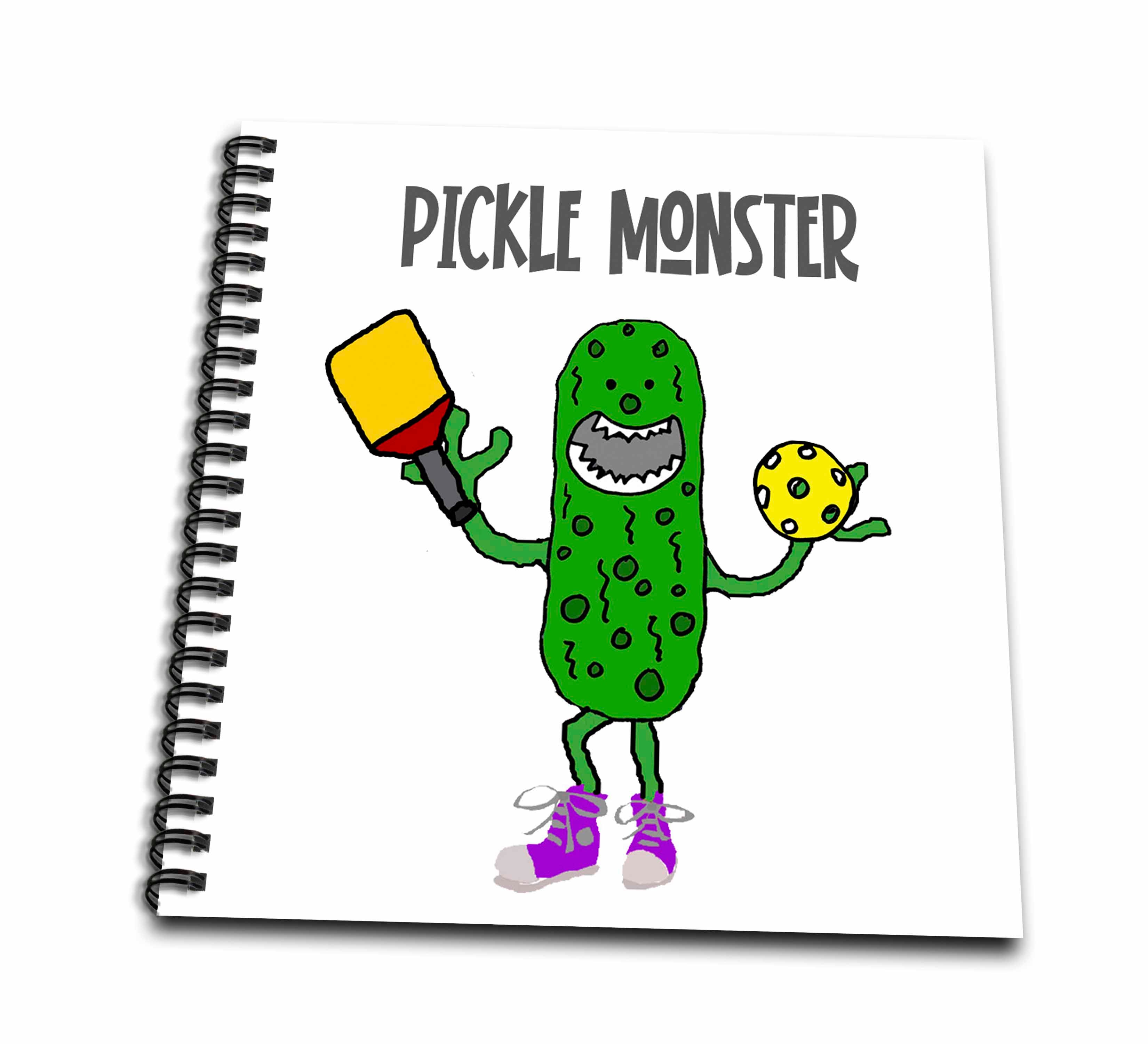 3dRose Funny Pickle Monster Pickleball Player with Paddle and Ball... - Drawing Books (db_348535)