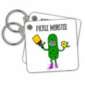 Key Chain - Funny Pickle Monster Pickleball Player with Paddle and Ball Cartoon Sports and Hobbies